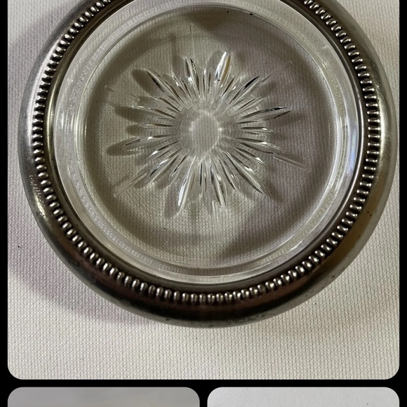 Vintage Coasters Leonard Italian Rim Cut Star Crystal Glass and Silver Plate - Picture 8 of 8